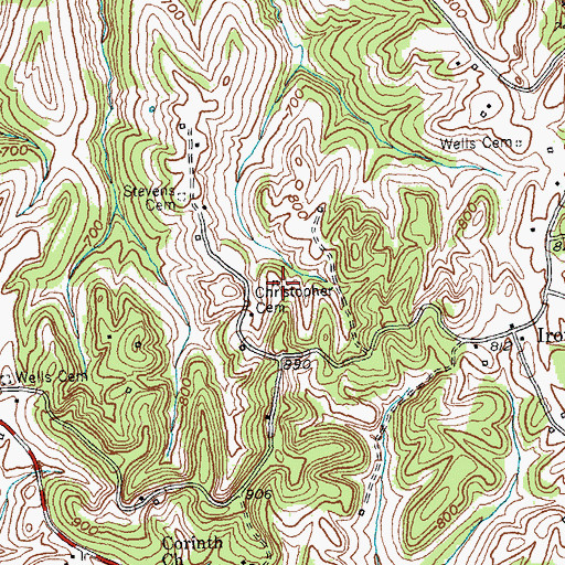 Topographic Map of Christopher Cemetery, KY