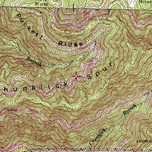 Topographic Map of Chunklick Spur, KY