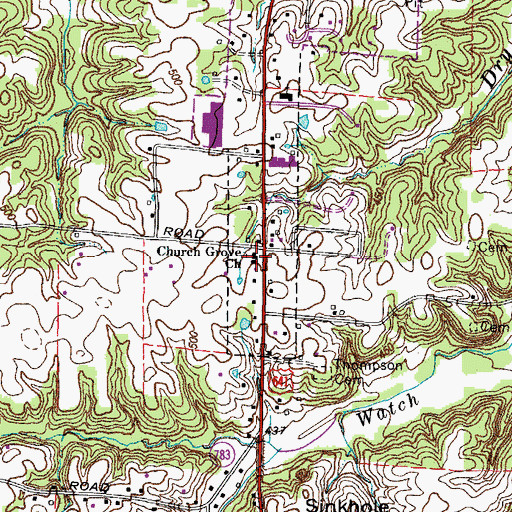 Topographic Map of Church Grove Church, KY