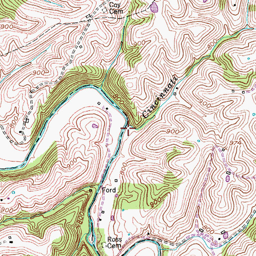 Topographic Map of Cincinnati Branch, KY