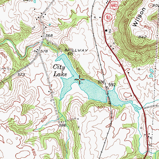 Topographic Map of City Lake, KY