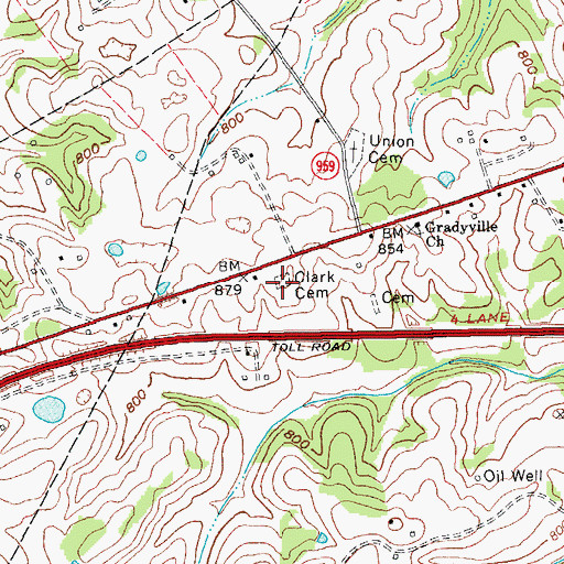 Topographic Map of Clark Cemetery, KY