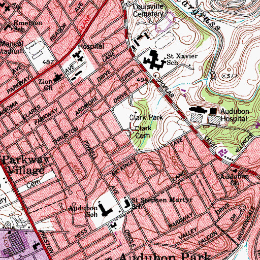 Topographic Map of Clark Cemetery, KY