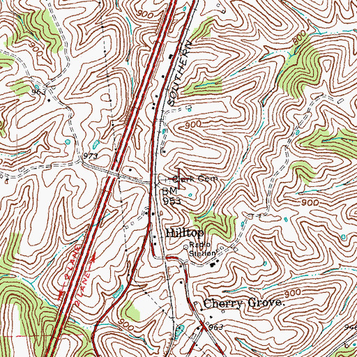 Topographic Map of Clark Cemetery, KY