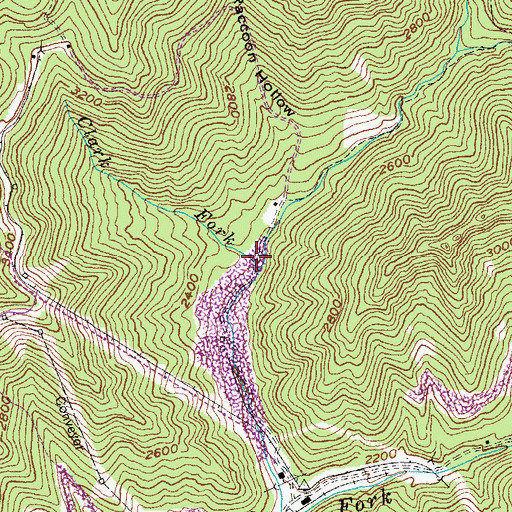 Topographic Map of Clark Fork, KY