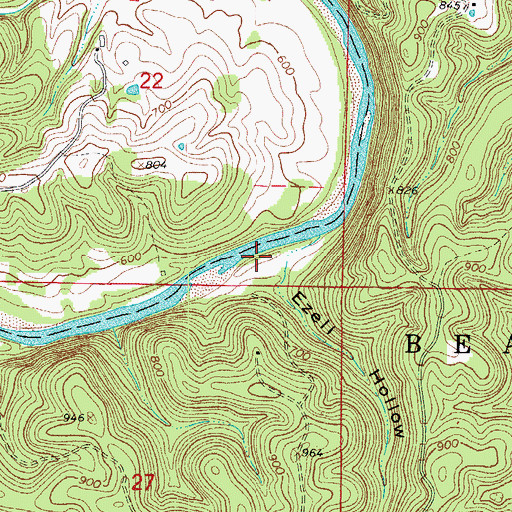 Topographic Map of Ezell Hollow, AR