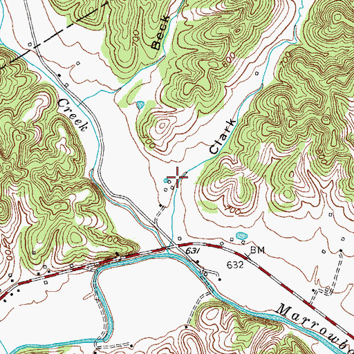 Topographic Map of Clark Hollow, KY