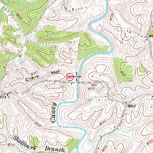 Topographic Map of Clark Hollow, KY