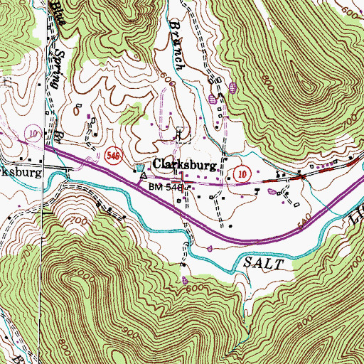 Topographic Map of Clarksburg, KY
