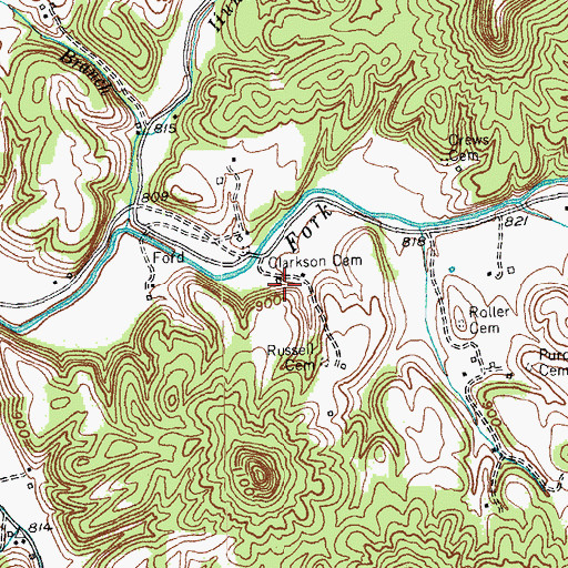 Topographic Map of Clarkson Cemetery, KY