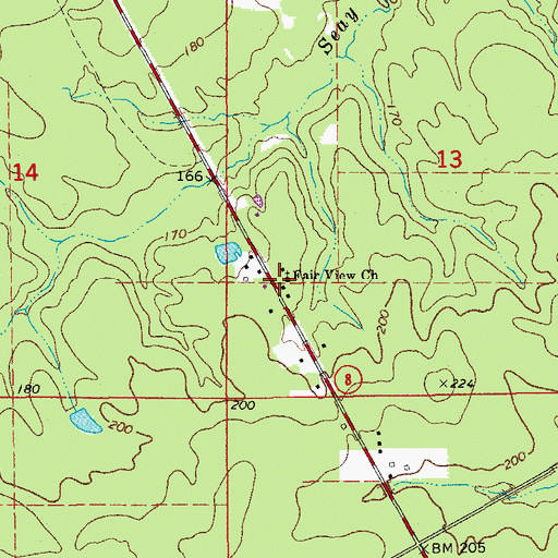 Topographic Map of Fair View Church, AR