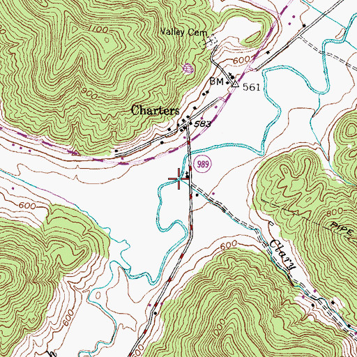 Topographic Map of Clary Branch, KY