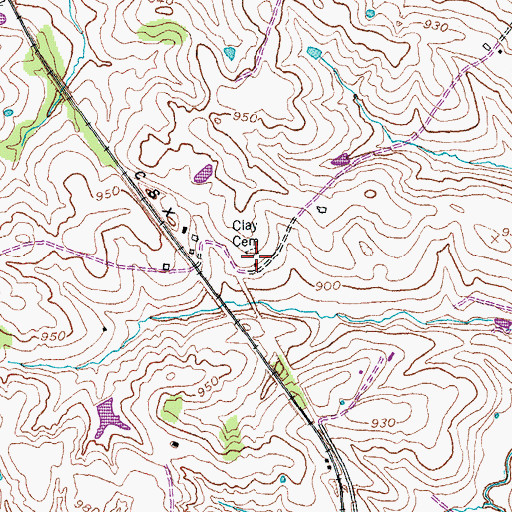 Topographic Map of Clay Cemetery, KY