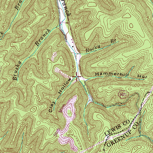 Topographic Map of Clay Hollow, KY