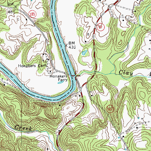 Topographic Map of Clay Lick, KY
