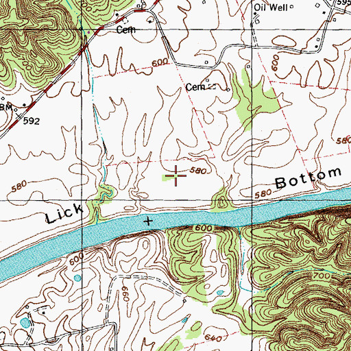 Topographic Map of Clay Lick Bottom, KY