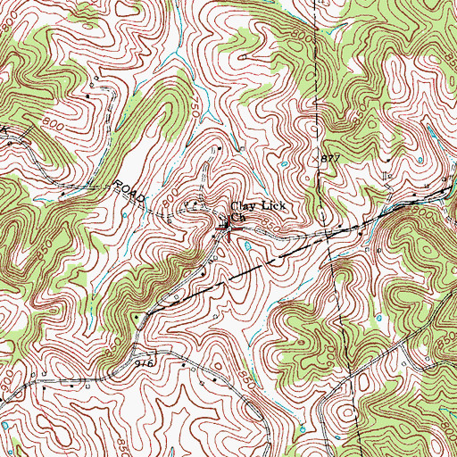 Topographic Map of Clay Lick Church, KY