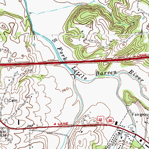 Topographic Map of Clay Lick Creek, KY