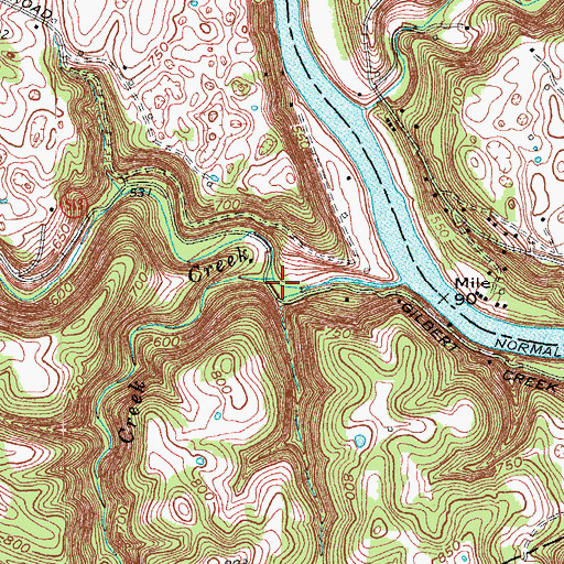 Topographic Map of Clay Lick Creek, KY