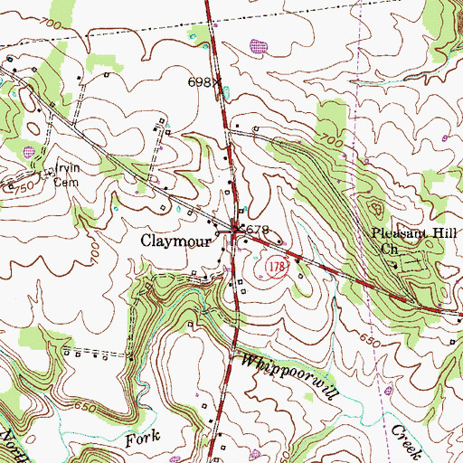 Topographic Map of Claymour, KY