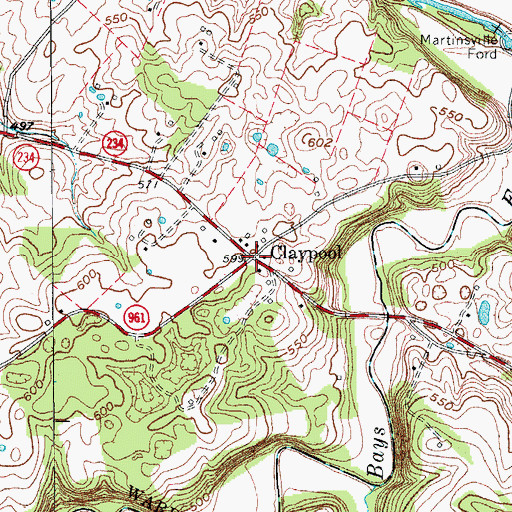 Topographic Map of Claypool, KY