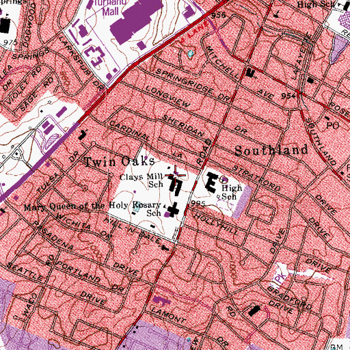 Topographic Map of Clays Mill Elementary School, KY