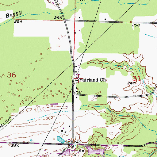 Topographic Map of Fairland Church, AR