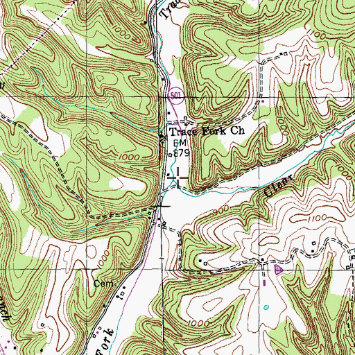 Topographic Map of Clear Branch, KY
