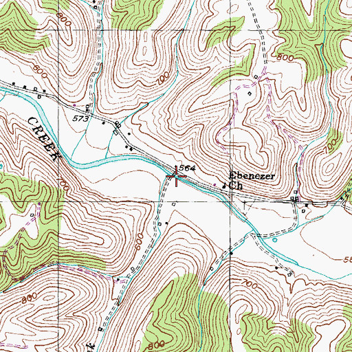 Topographic Map of Clear Creek, KY