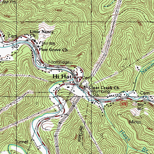 Topographic Map of Clear Creek, KY