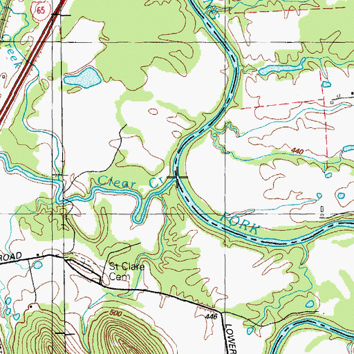 Topographic Map of Clear Creek, KY
