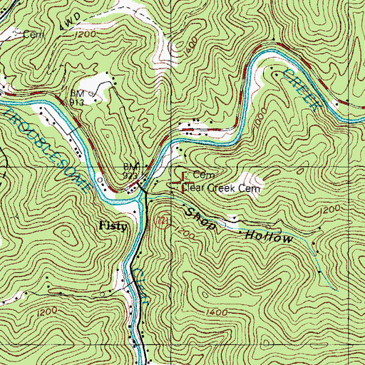 Topographic Map of Clear Creek Cemetery, KY