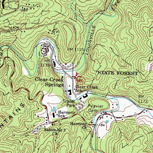 Topographic Map of Clear Creek Springs, KY