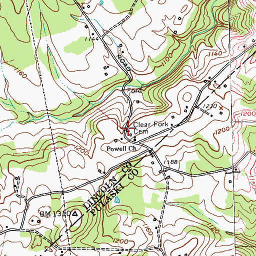 Topographic Map of Clear Fork Cemetery, KY