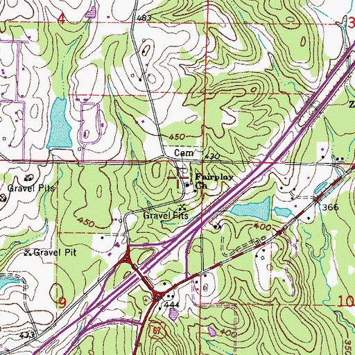Topographic Map of Fairplay Baptist Church, AR