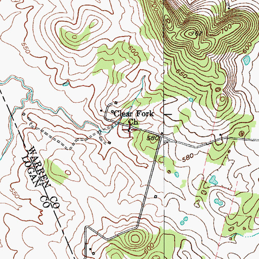 Topographic Map of Clear Fork Church, KY