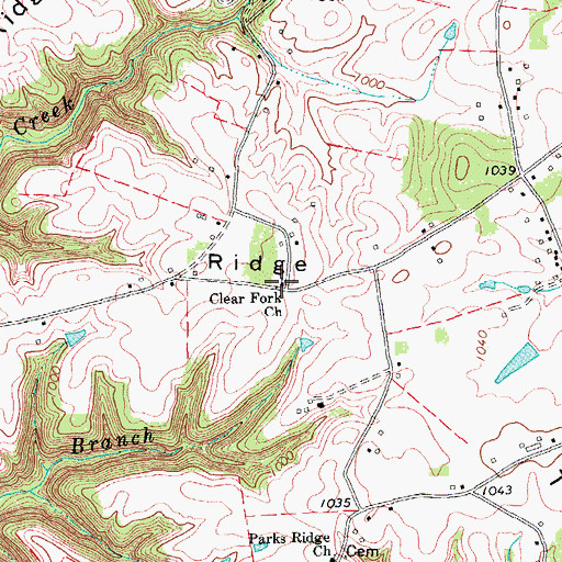 Topographic Map of Clear Fork Church, KY
