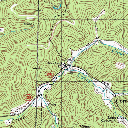Topographic Map of Clear Fork Regular Baptist Church of Jesus Christ, KY