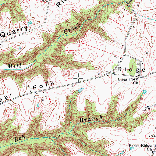 Topographic Map of Clear Fork Ridge, KY