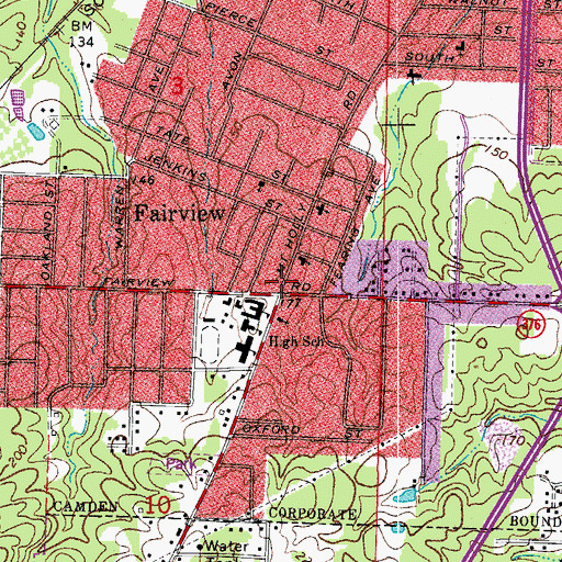 Topographic Map of Fairview, AR