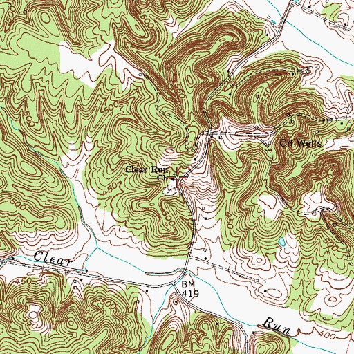 Topographic Map of Clear Run Church, KY