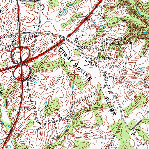 Topographic Map of Clear Spring Ridge, KY