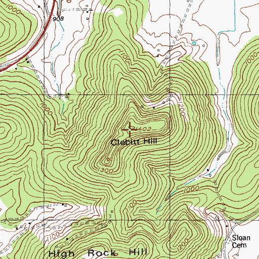 Topographic Map of Clebitt Hill, KY