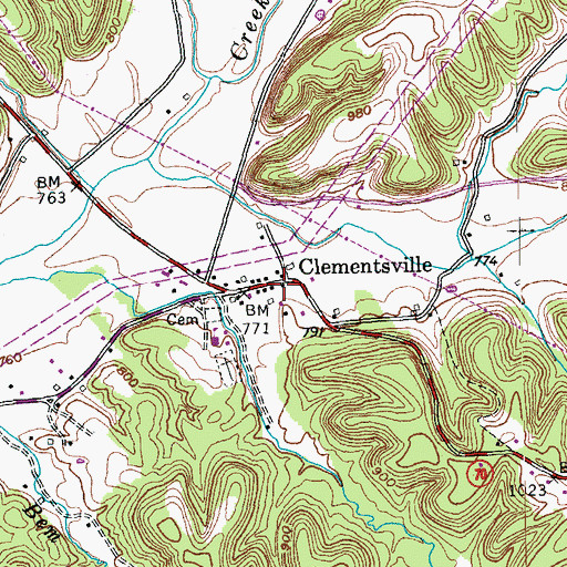 Topographic Map of Clementsville, KY