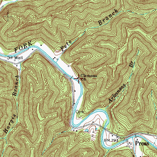 Topographic Map of Clemons Church, KY