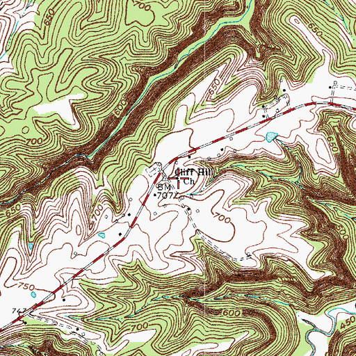 Topographic Map of Cliff Hill Baptist Church, KY