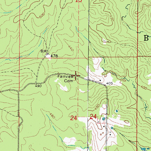 Topographic Map of Fairview Cemetery, AR