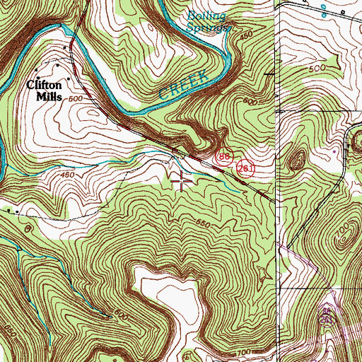 Topographic Map of Clifton Church, KY