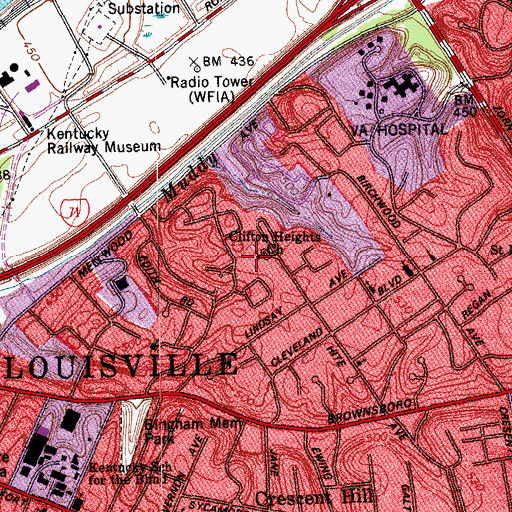 Topographic Map of Clifton Heights Church, KY