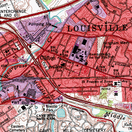 Topographic Map of Cliftons, KY